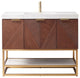 Mahon Bath Vanity, Stone Top, Brushed Gold Base, 42", Single Vanity, No Mirror