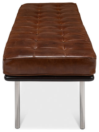 Mid Century Leather Bench