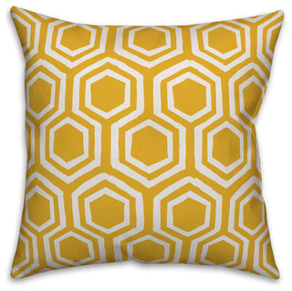 Yellow and White Honeycomb 16x16 Throw Pillow