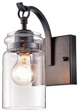 Daisy Glass Shade 1-Light Wall Sconce, Single Light Antique Black