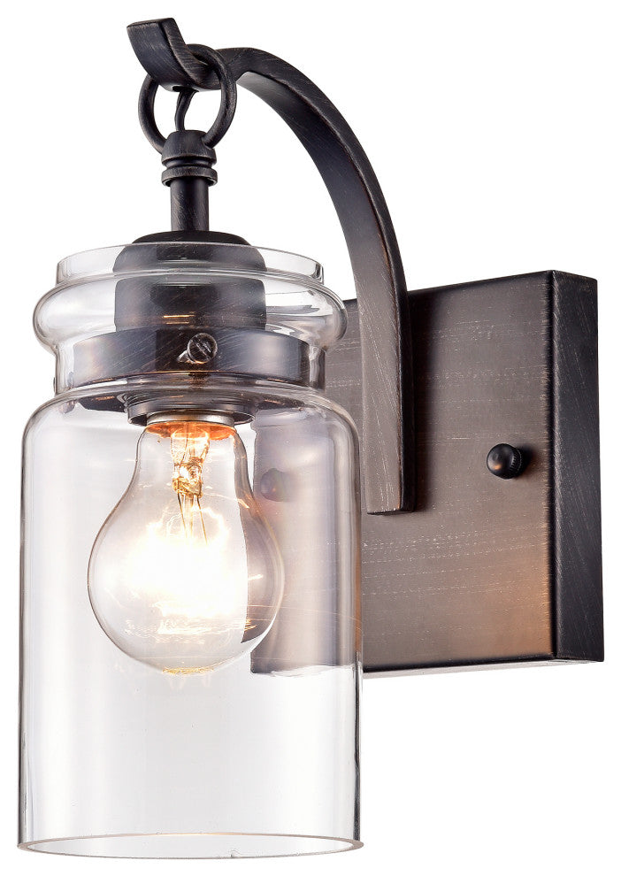Daisy Glass Shade 1-Light Wall Sconce, Single Light Antique Black