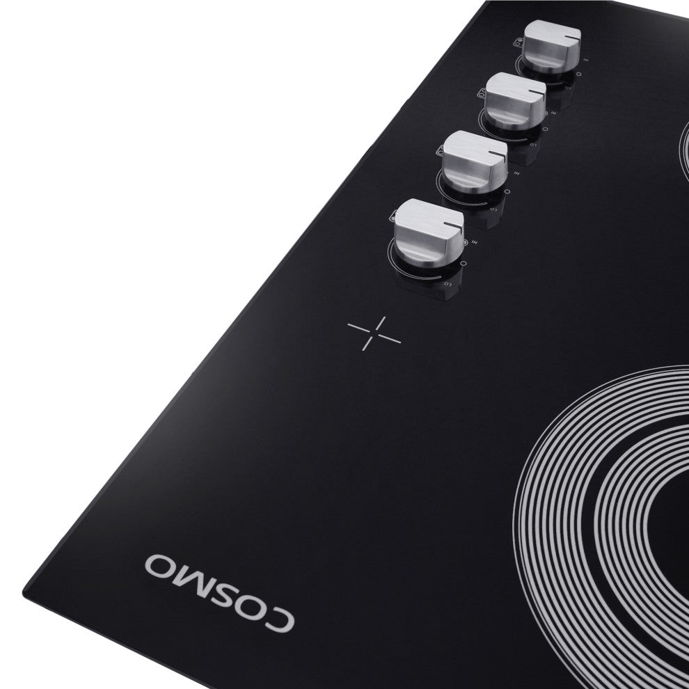 Cosmo 24" Electric Ceramic Glass Cooktop With 4 Elements, Dual Zone Element