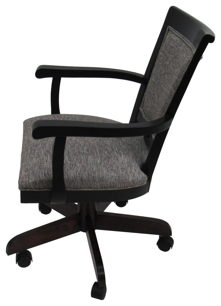 Swivel Wood Dining Caster Chair 400 on Wheels Custom, Mojave Grey Black