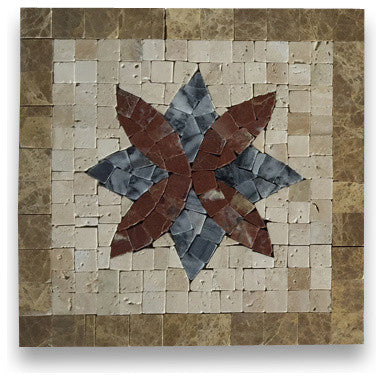 Marble Mosaic Border Decorative Insert Tile Floral Noce 6x6 Polished, 1 piece