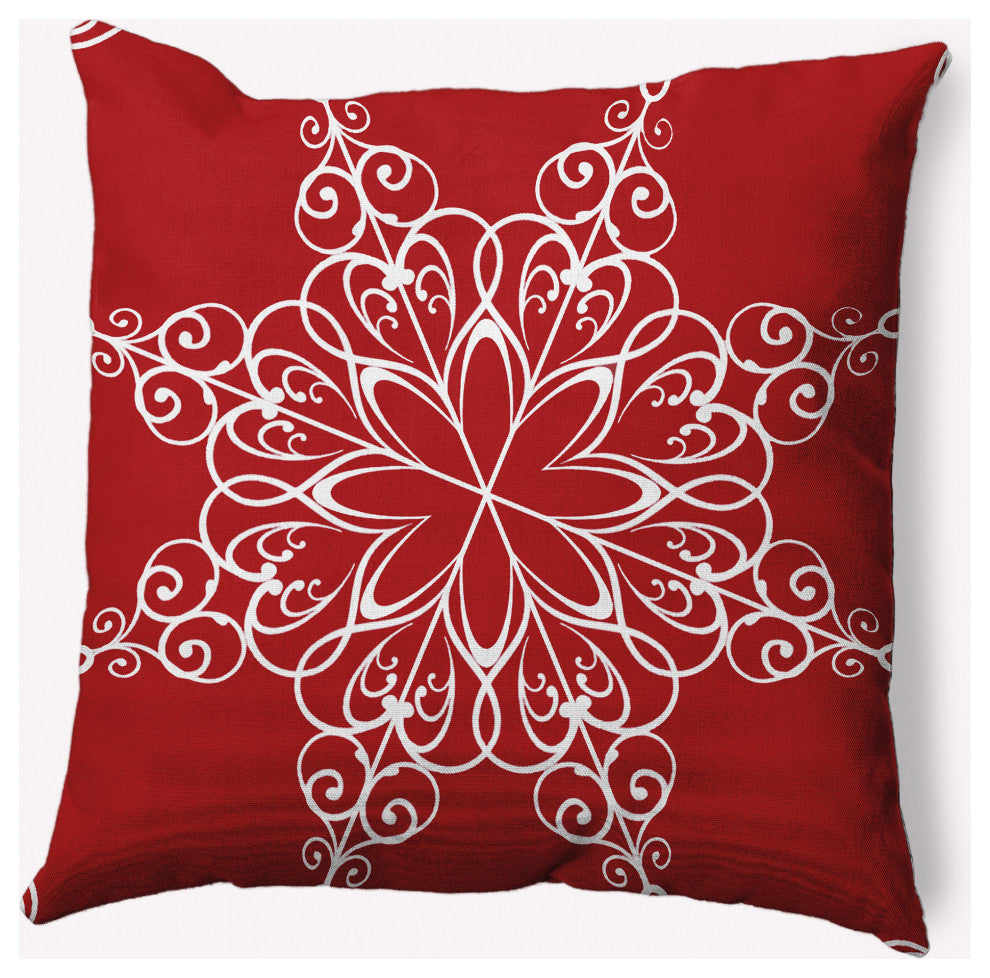 Snowflake Decorative Throw Pillow, Bright Red, 20"x20"