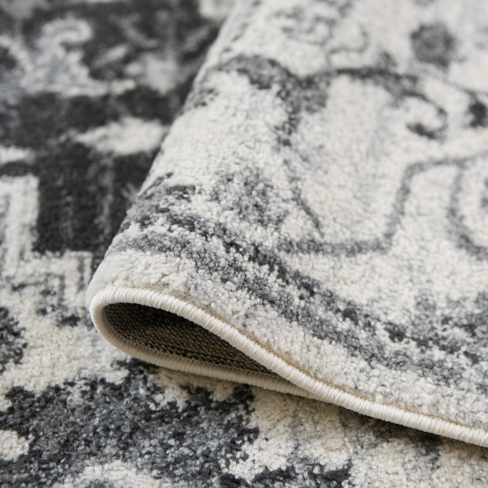 Alexandria Yana Power-Loomed Polypropylene Area Rug, Dark Gray, 2'6" X 10'3"