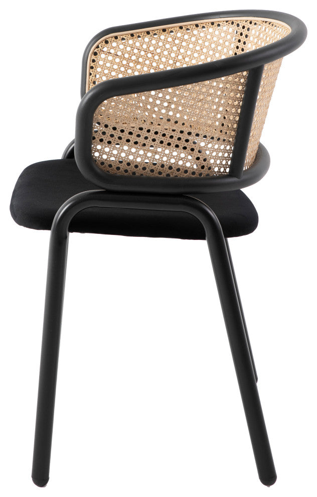 LeisureMod Ervilla Modern Dining Chair With Stainless Steel Legs, Black