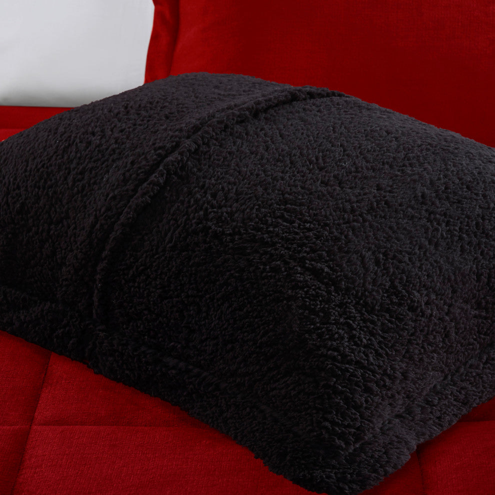 Woolrich Alton Plush to Sherpa Winter Comforter Set, Red, King