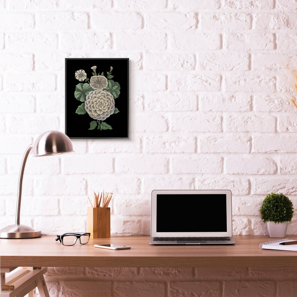 Yellow Flowers On Black Drawing Design, 16"x20"