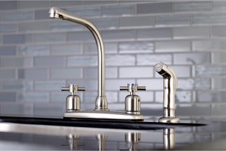 8" Centerset Kitchen Faucet, Sprayer, Brushed Nickel