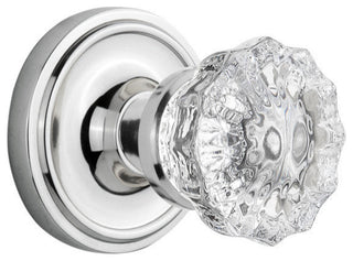 Single Classic Rosette With Crystal Knob, Antique Pewter, Bright Chrome, Single