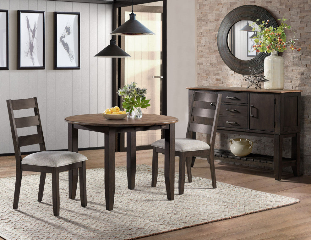 Beacon 60" Wide Dining Table With Self-Storing Leaf, Black and Walnut
