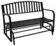 Sunnydaze Black Steel Metal Outdoor Patio Garden Glider Bench - 50-Inch