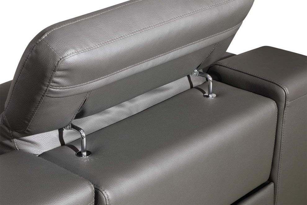 Federico 8-Piece L-Shaped Top Grain Italian Leather Sectional-3 Power Recliners, Gray