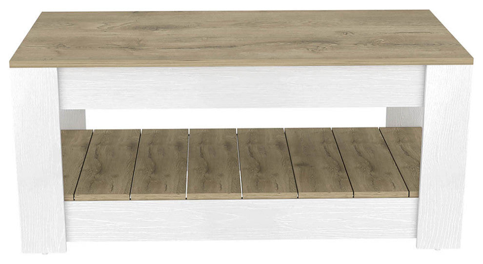 Lindon Farmhouse Coffee Table by RST Brands, White/Golden Oak