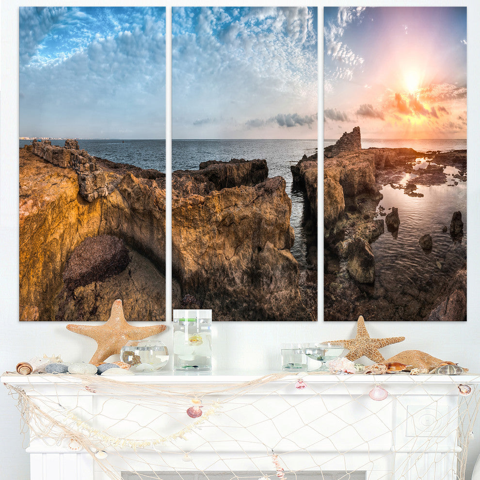 "Bright African Seashore Panorama" Metal Wall Art, 3 Panels, 36"x28"