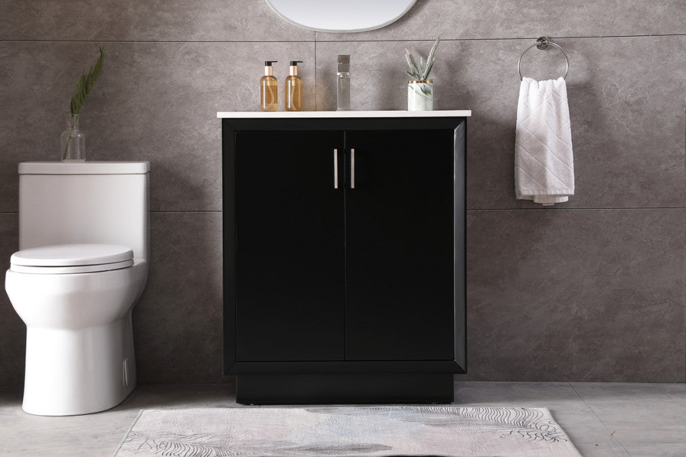 30" SIngle Bathroom Vanity, Black