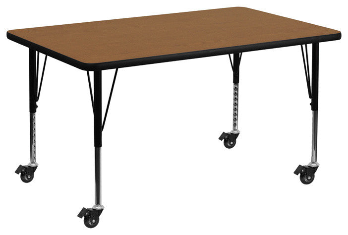 Mobile 30''Wx48''L Oak Thermal Laminate Activity Table