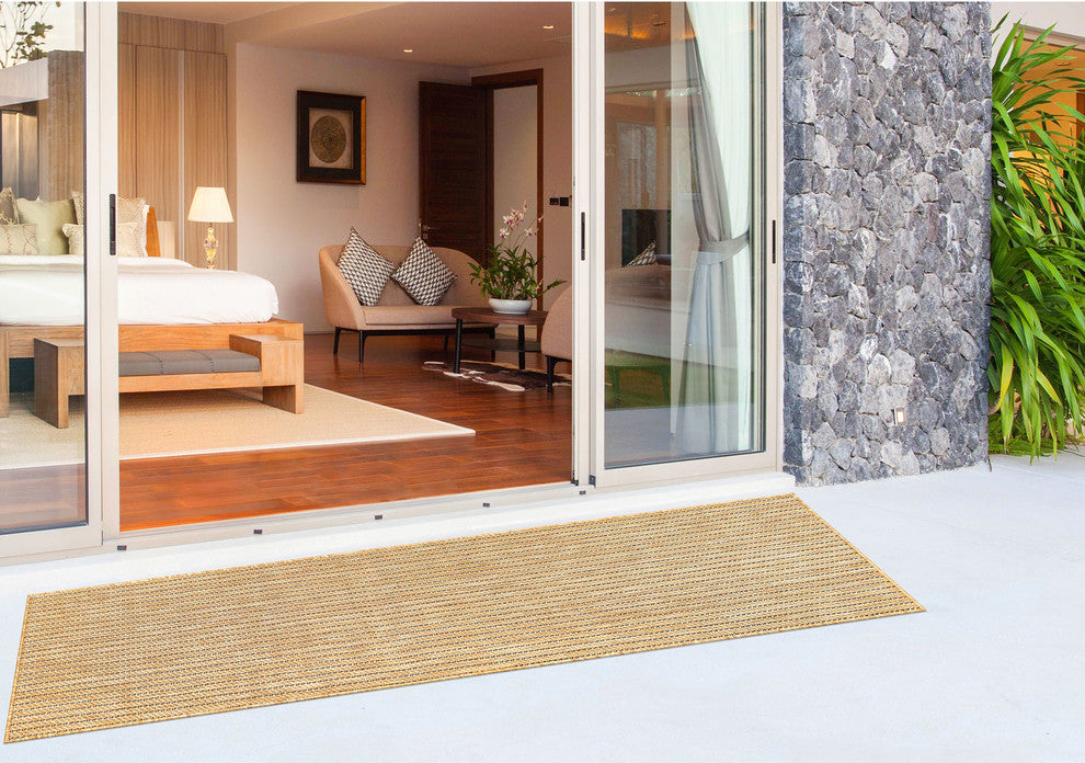 Carmel Texture Stripe Indoor/Outdoor Rug, Sand, 1'11"x7'6" Runner