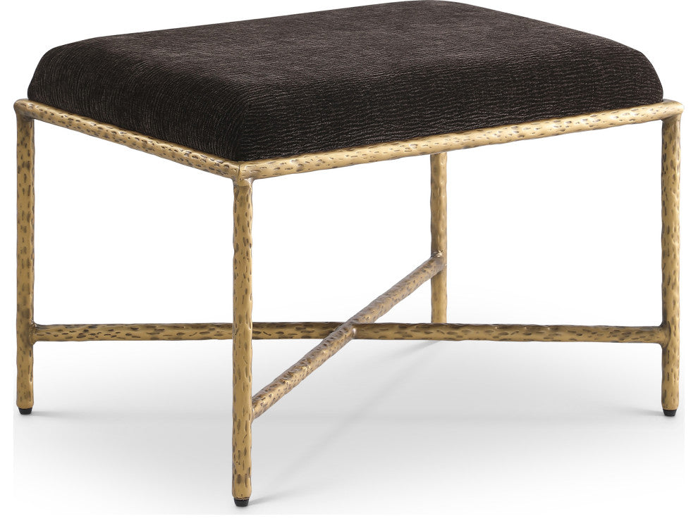 Valley Upholstered Bench, Brown, 25" W x 18" D, Gold, Chenille Fabric