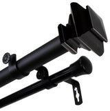 Helen 1" Double Curtain Rod, Black, 48-84"