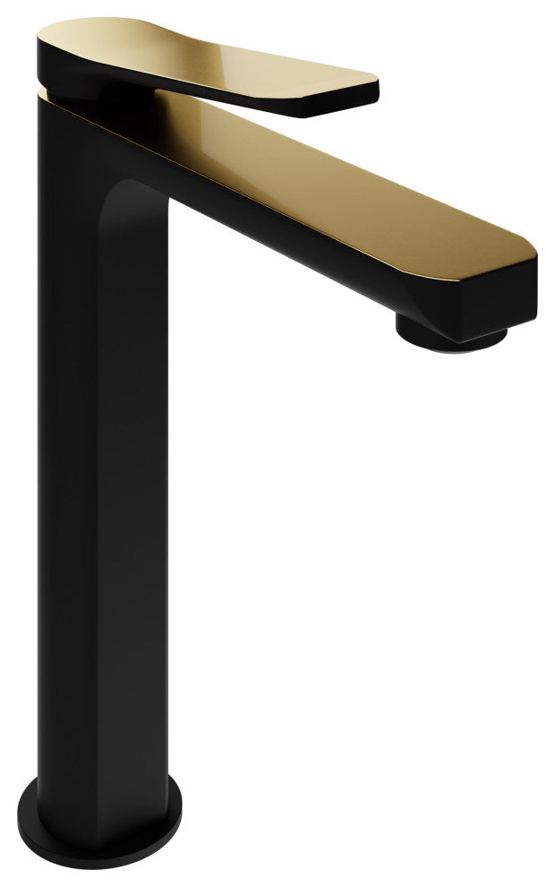 1-Handle Bathroom Vessel Sink Faucet, Matte Black and Brushed Gold