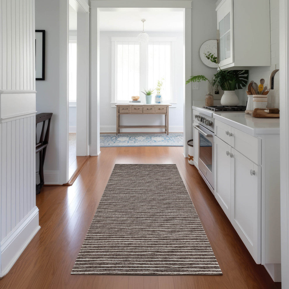 Indoor/Outdoor Laidley LA1 Chocolate Machine Washable 2'3" x 10' Rug
