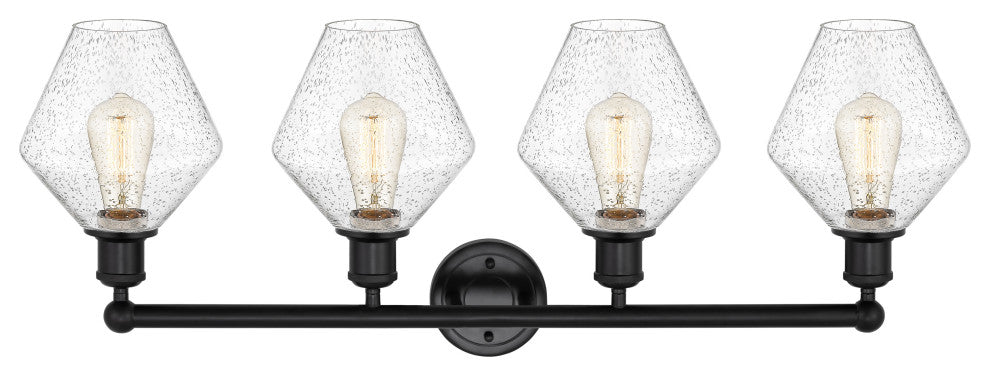 Cindyrella 4-Light 35" Bath Vanity Light, Matte Black, Seedy Shade
