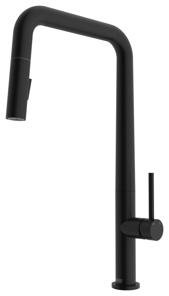 VIGO Parsons 18" H Single Handle Pull-Down Sprayer Kitchen Faucet, Matte Black, Without Extras