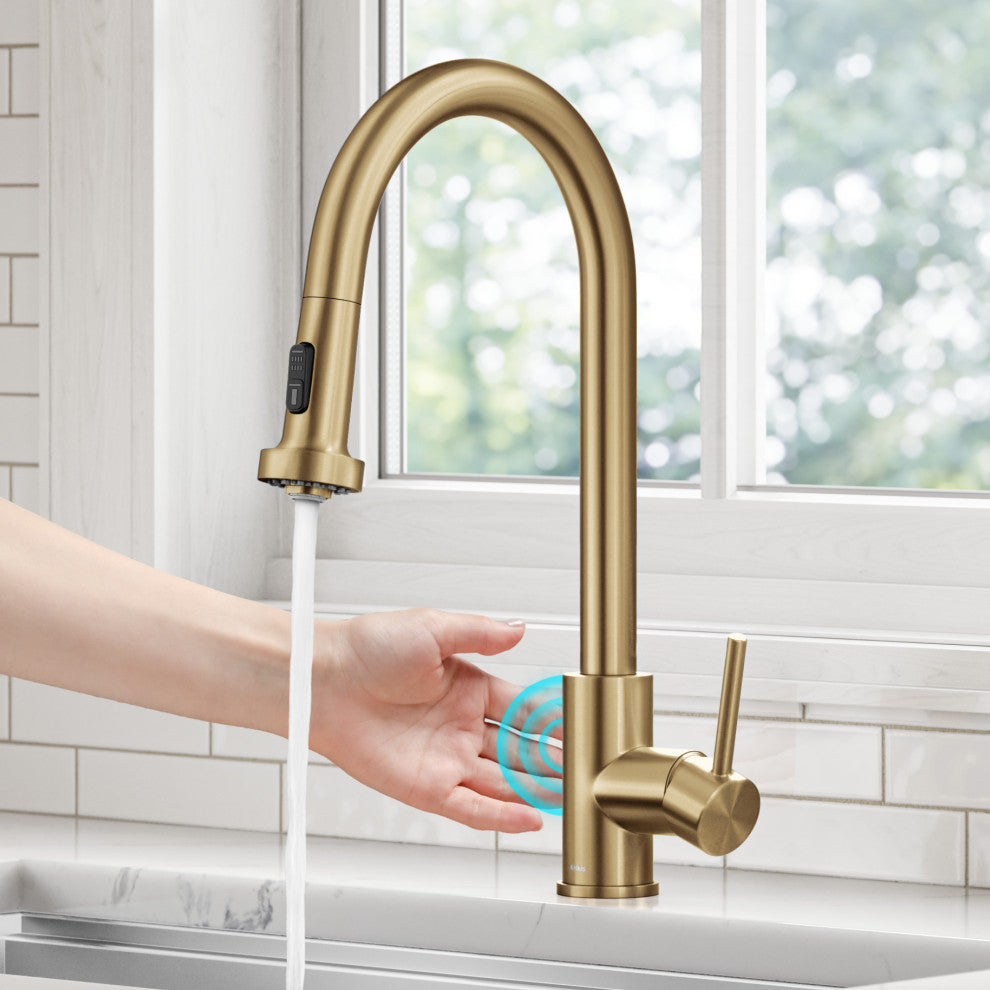 Bolden Sensor 2-Function Pull-Down 1-Handle Kitchen Faucet, Brushed Brass