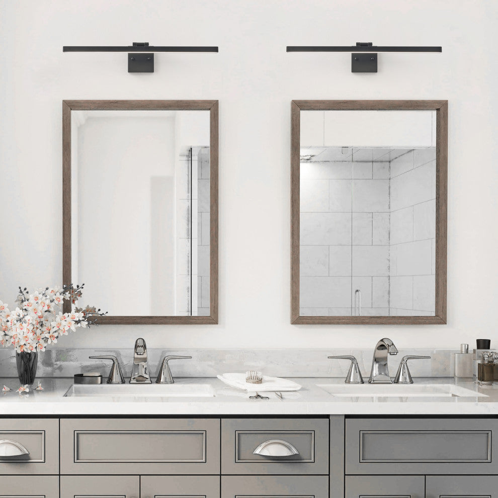 Matte Black LED Dimmable Vanity Light Over Mirror for Bathroom
