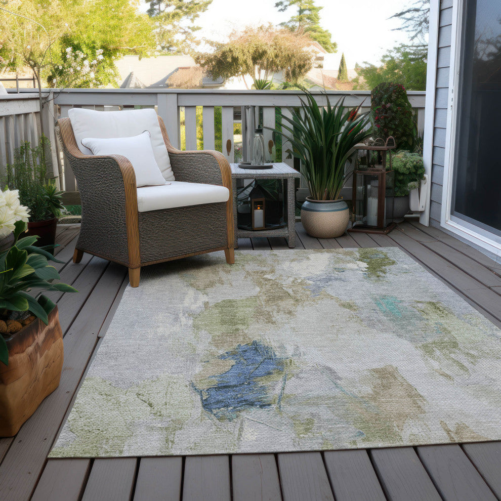 Machine Washable Indoor/Outdoor Chantille ACN1914 Beige 9' x 12' Rug