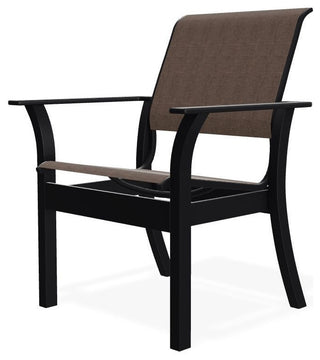 Leeward Sling Stackable Outdoor Dining Chair, Mocha/Black