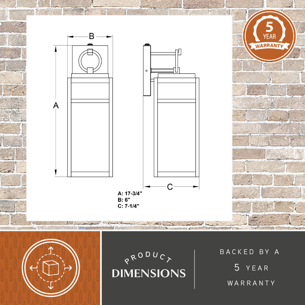 Hubbard 6-in 1 Light Dusk to Dawn Black Outdoor Wall Lantern Clear Glass Shade