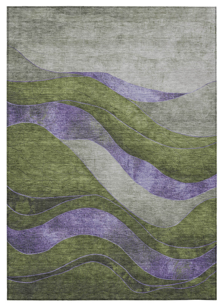 Machine Washable Indoor/Outdoor Chantille ACN1892 Olive 3' x 5' Rug
