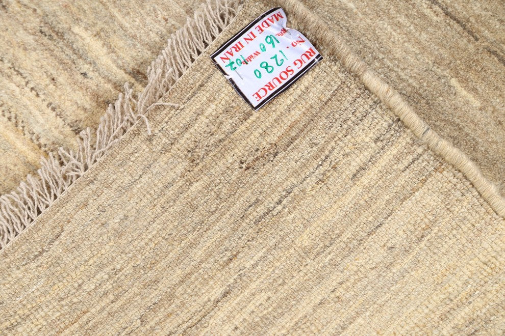 Gabbeh Oriental Modern Solid Color Hand Made Persian Rug, Beige, 5'1"x3'5"