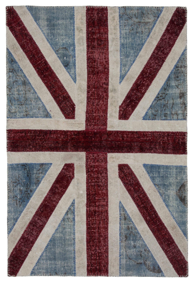 Rug N Carpet - Hand-knotted Turkish 4' 0'' x 6' 0'' Flag Patchwork Rug