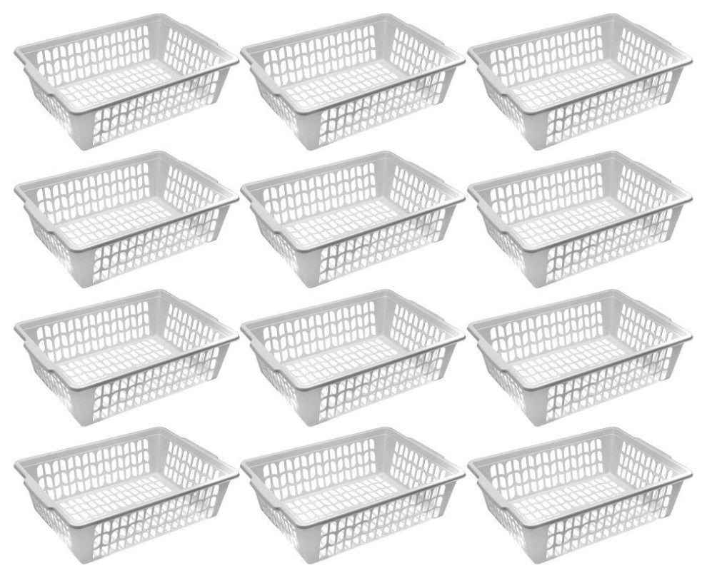 YBM Home Small Plastic Basket Paper Organizer and Letter Tray, 32-1194White, 12