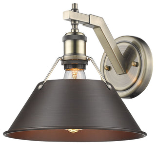 Golden Lighting 3306-1W AB Orwell 10" Tall Wall Sconce - Aged Brass / Pine
