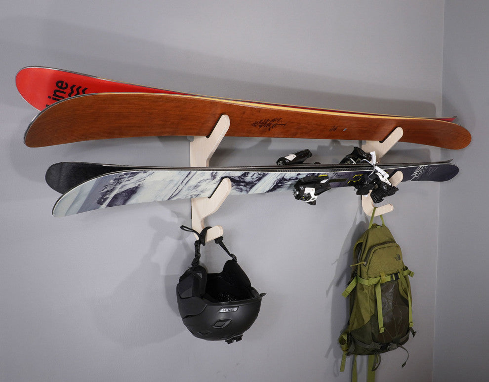 Ski Rack - The Hallsteiner Series Horizontal Ski Wall Mount, Birch, Show-Off