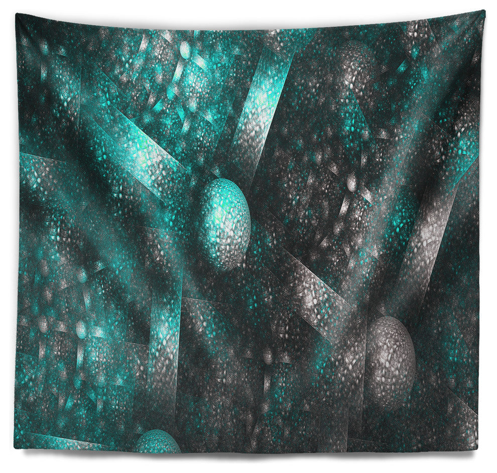 Crystal Cell Blue Steel Texture Abstract Wall Tapestry, 60"x50"