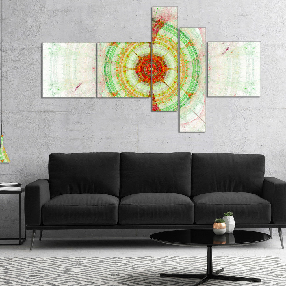 Cabalistic Fractal Green Sphere, Abstract Wall Art Canvas, 60"x32", 5 panels