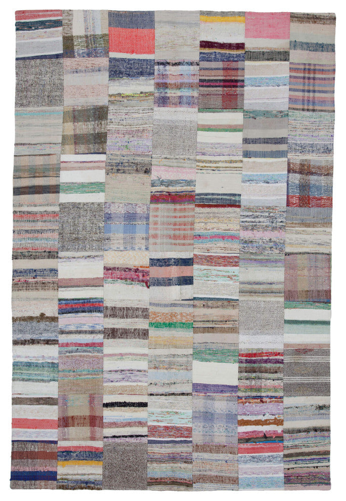 Rug N Carpet - Handmade Turkish 6' 7'' x 9' 10'' Vintage Patchwork Kilim Rug