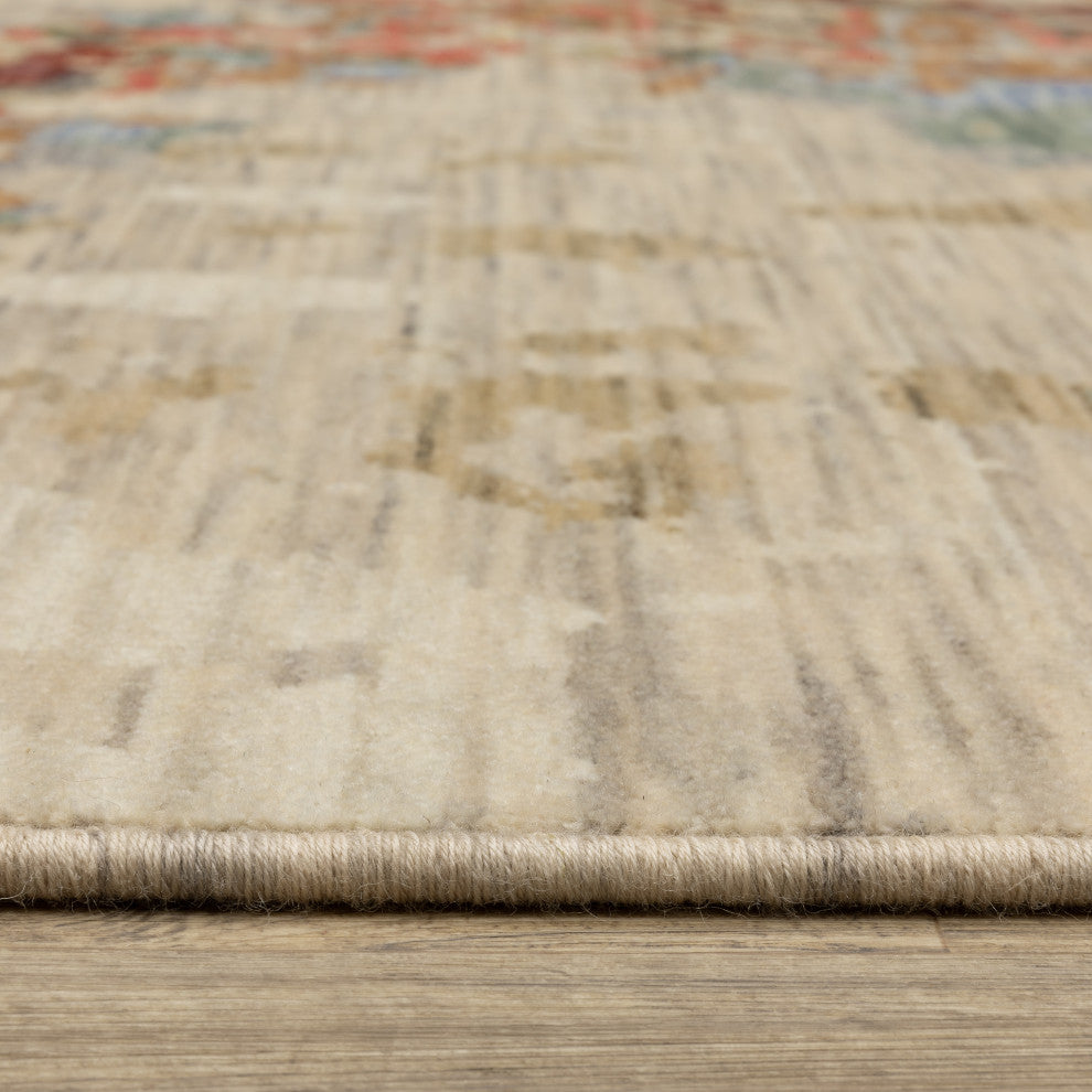 Saturn Melded Abstract Beige/Multi Wool Blend Area Rug 9'10" x 12'10"