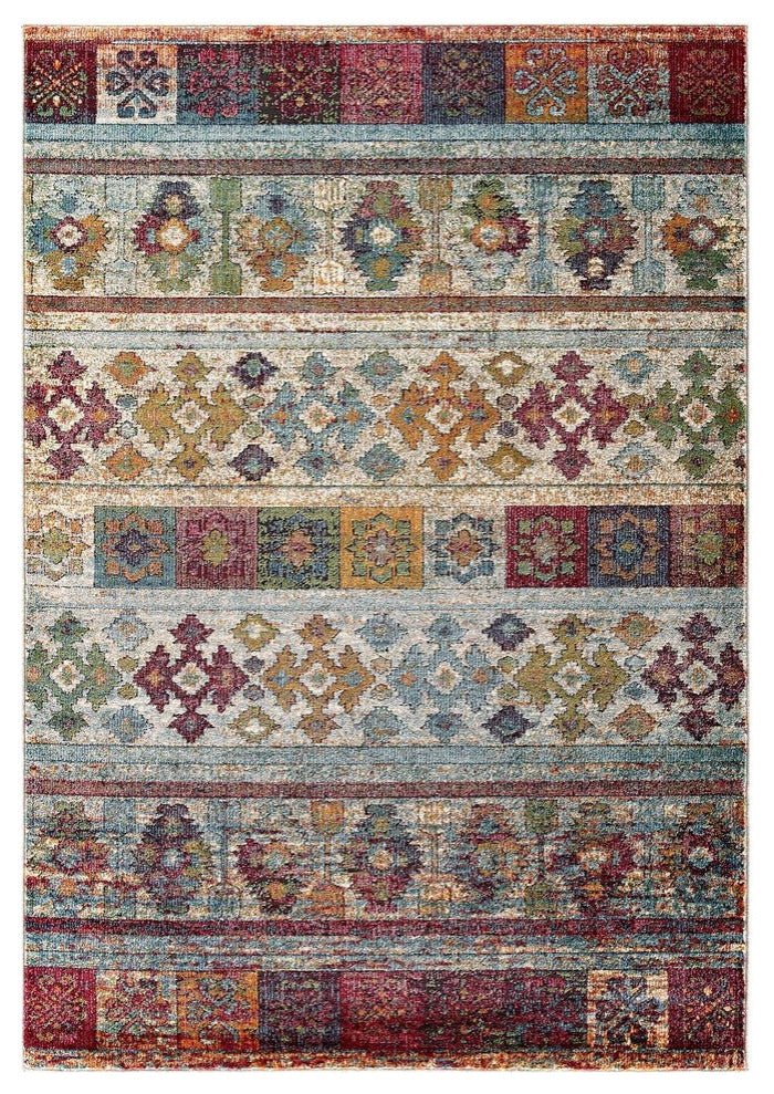 Tribute Nala Distressed Vintage Floral Lattice 5x8 Area Rug