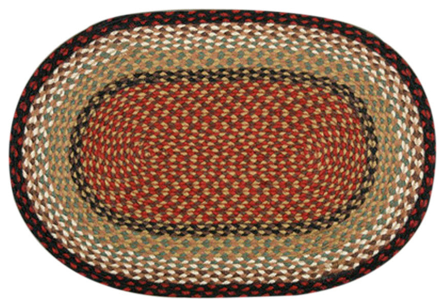 Burgundy/Mustard Oval Braided Rug 20"x30"