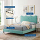 Platform Bed Frame, King Size, Blue, Velvet, Modern, Bedroom Master Guest Suite