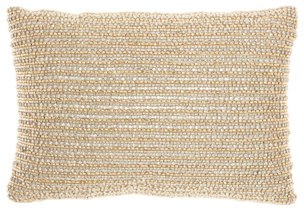 Mina Victory Z0735 Throw Pillow, Gold, 10" X 14"