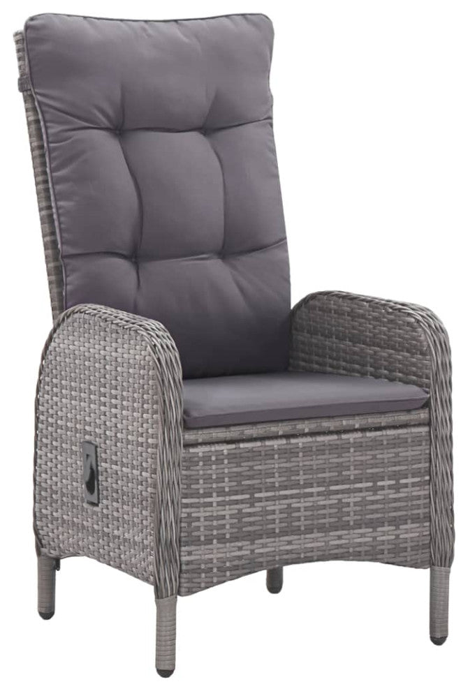 vidaXL Patio Dining Set 3 Piece Poly Rattan and Glass Gray Garden Furniture