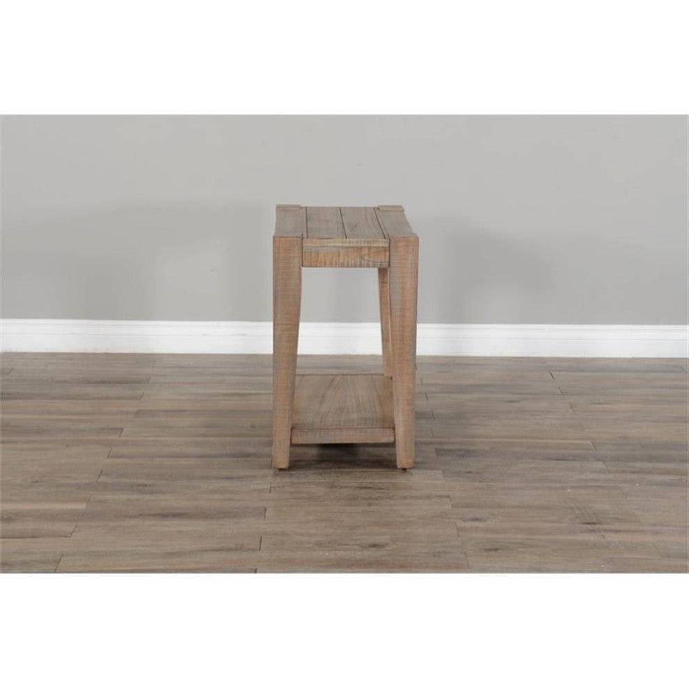 Sunny Designs 25" Modern Mindi Wood Chair Side Table in Weathered Brown